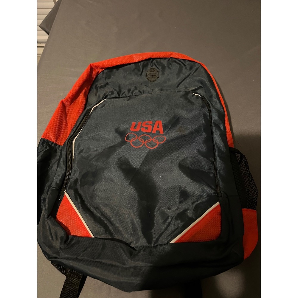 Team USA Olympics Backpack Navy Blue Red Olympic Rings Travel Gym Bag